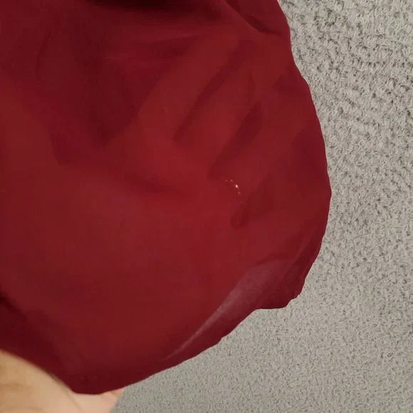 Lulus Romper Womens XL Burgundy Snap Front Sheer Lined Elastic Waist Sleeve - Picture 11 of 15